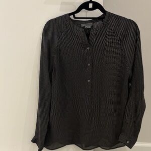 Vince Black and White Patterned Blouse in silk